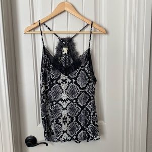 Black and White Snake lace Trim Tank